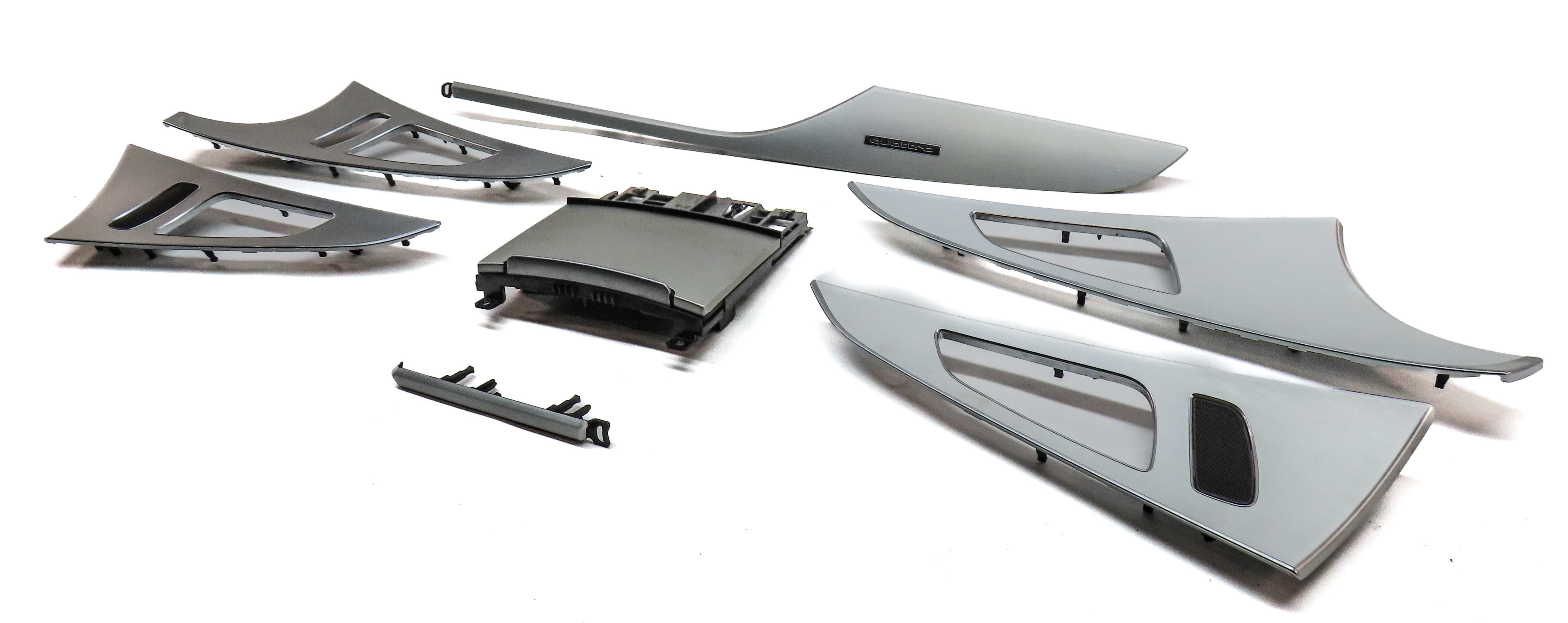 2012 AUDI A6 (C7) INTERIOR DASH DOOR CENTER CONSOLE TRIM SET (Brushed Aluminum) — exact item pictured